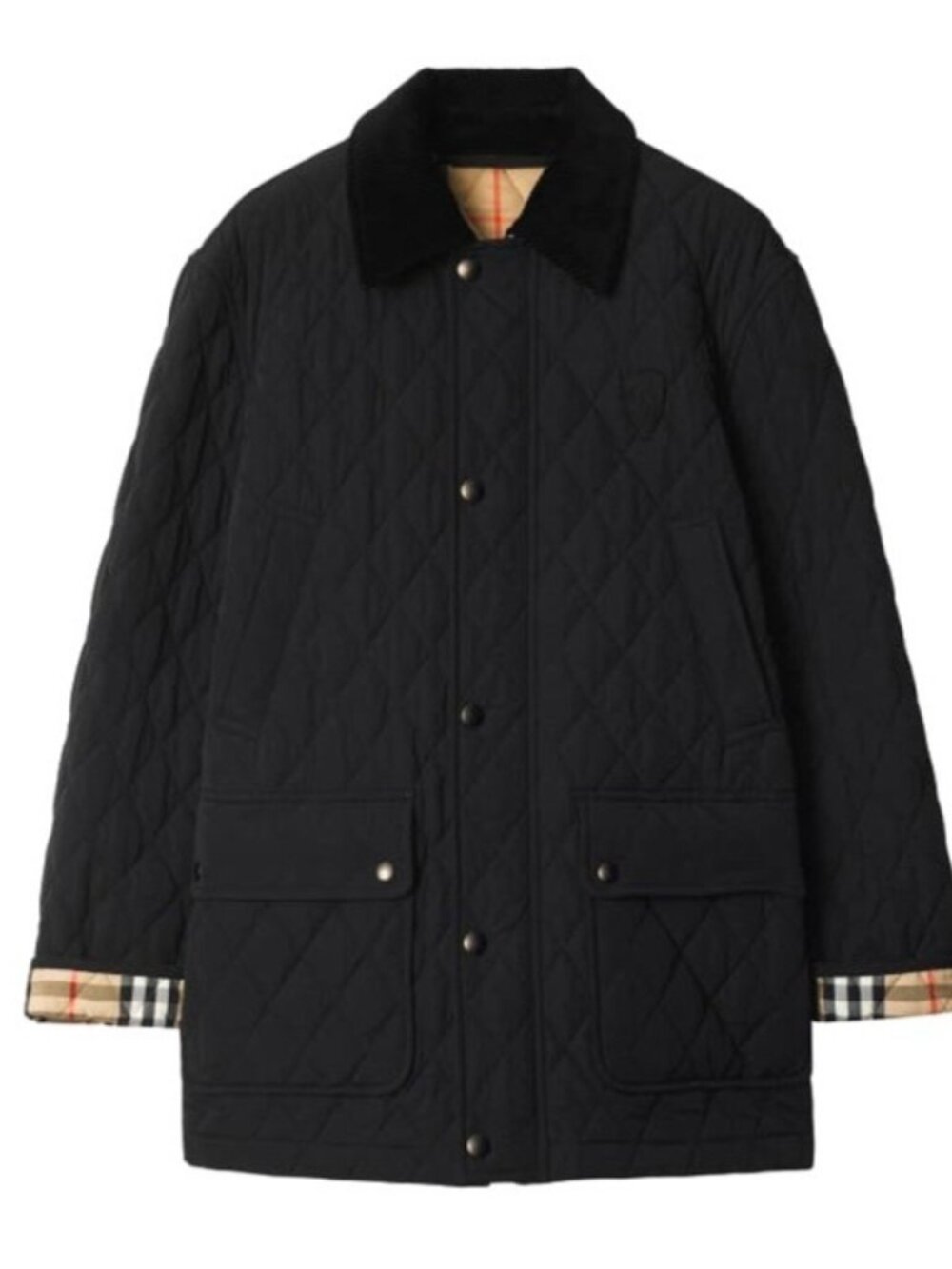 Burberry Women’s Quilted Jacket Black Sand IP Check XL 8096916